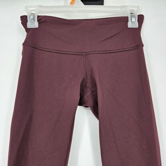 Lululemon Pants Womens 4 Wunder Under Crop Maroon Athletic Gym Leisure Yoga - Picture 2 of 9